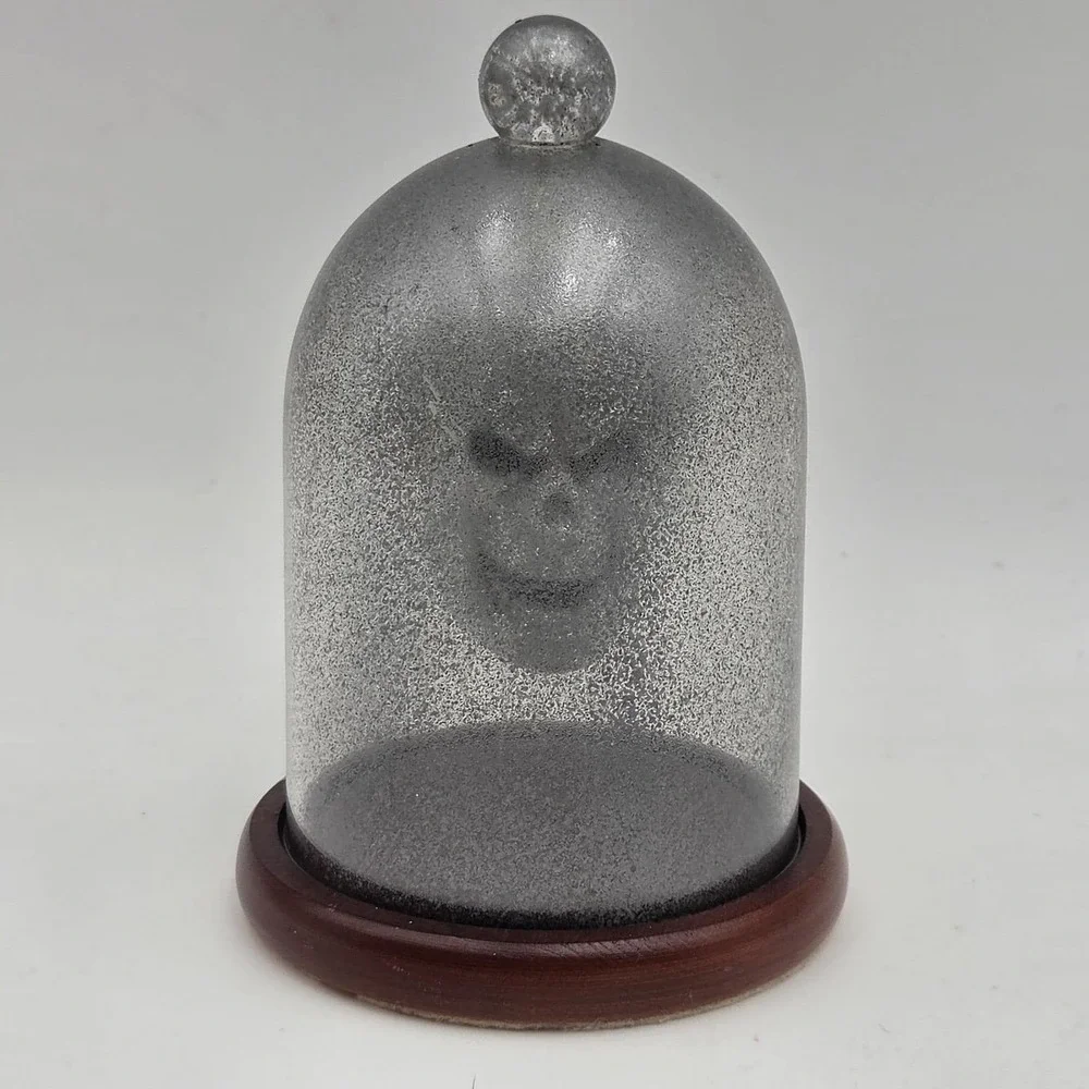 Vintage Carol Beatty Co Treasure Dome w/ Glittered Dangle Skull Halloween decor
